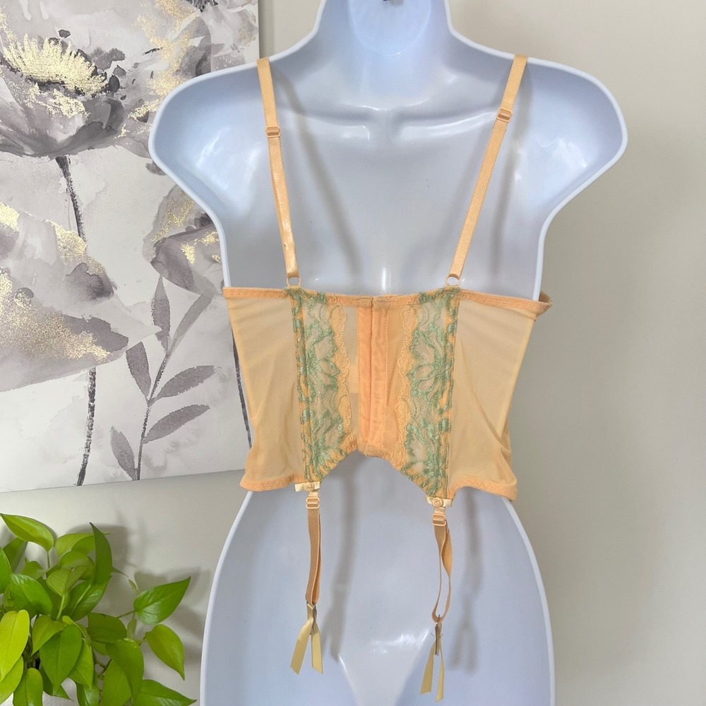 Vintage Corset Mesh Lace Floral Embroidered Coquette Fairy Grunge Y2K Garter - Picture 4 of 9